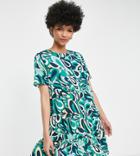 Lola May Tall Tiered Mini Smock Dress In Green Swirl