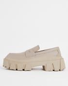Asos Design Loafers With Chunky Sole In Beige Faux Leather-neutral
