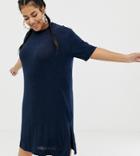 Collusion Plus Slinky Midi T-shirt Dress - Navy