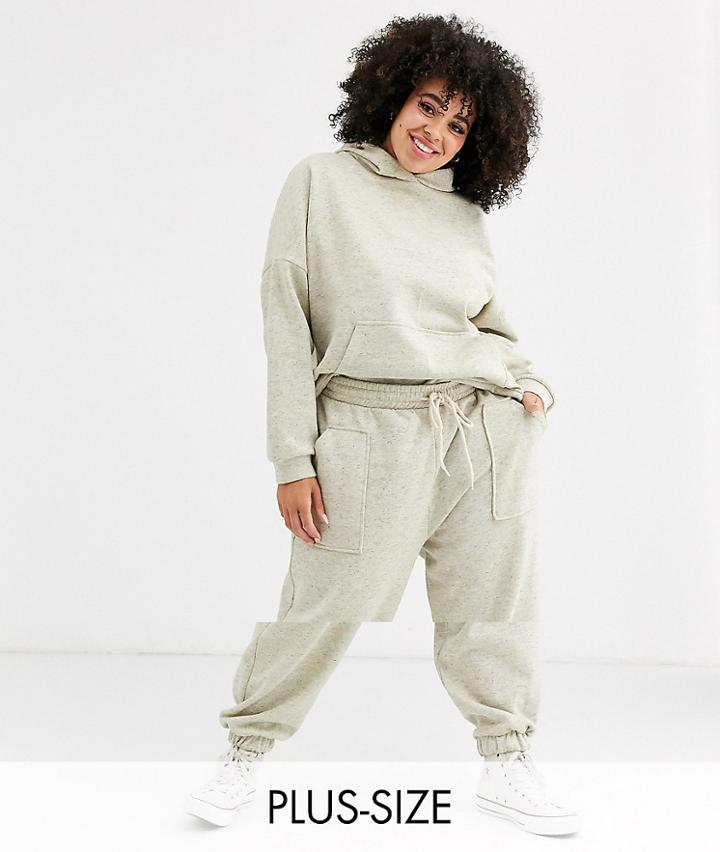 Asos Design Curve Tracksuit Hoody / Basic Jogger With Pocket Details In Neppy