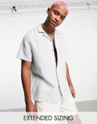 Asos Design Relaxed Revere Linen Shirt In Mint-green