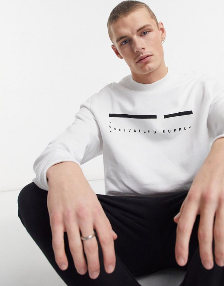 Asos Unrvlld Spply Oversized Sweatshirt With Chest Logo In White