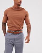 Bershka Belt In Tan-brown