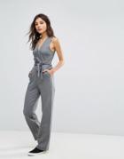 Oeuvre Jumpsuit With Bow Front - Gray