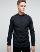 Only & Sons Skinny Half Placket Grandad Shirt - Black