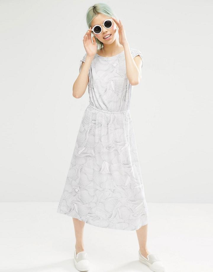 Monki Printed T-shirt Dress - White