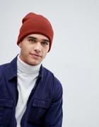 New Look Ribbed Beanie In Rust - Red