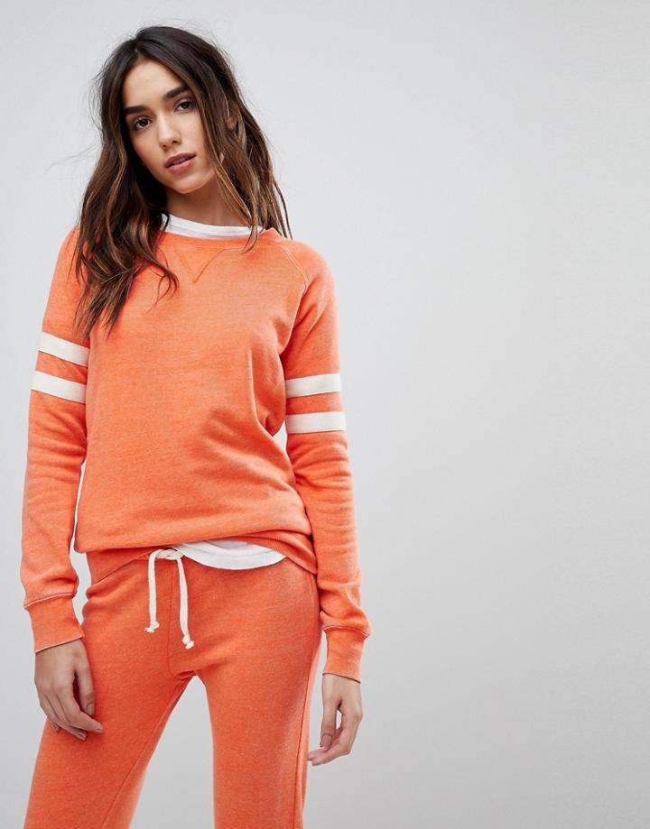 Ocean Drive Burnout Stripe Sweat Top In Orange - Orange