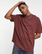 Asos Design Oversized T-shirt With Crew Neck In Dark Brown
