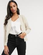 Asos Design Chunky Cardigan With Ribbed Sleeve-neutral