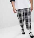 Reclaimed Vintage Inspired Plus Relaxed Cropped Pants In Check - Black