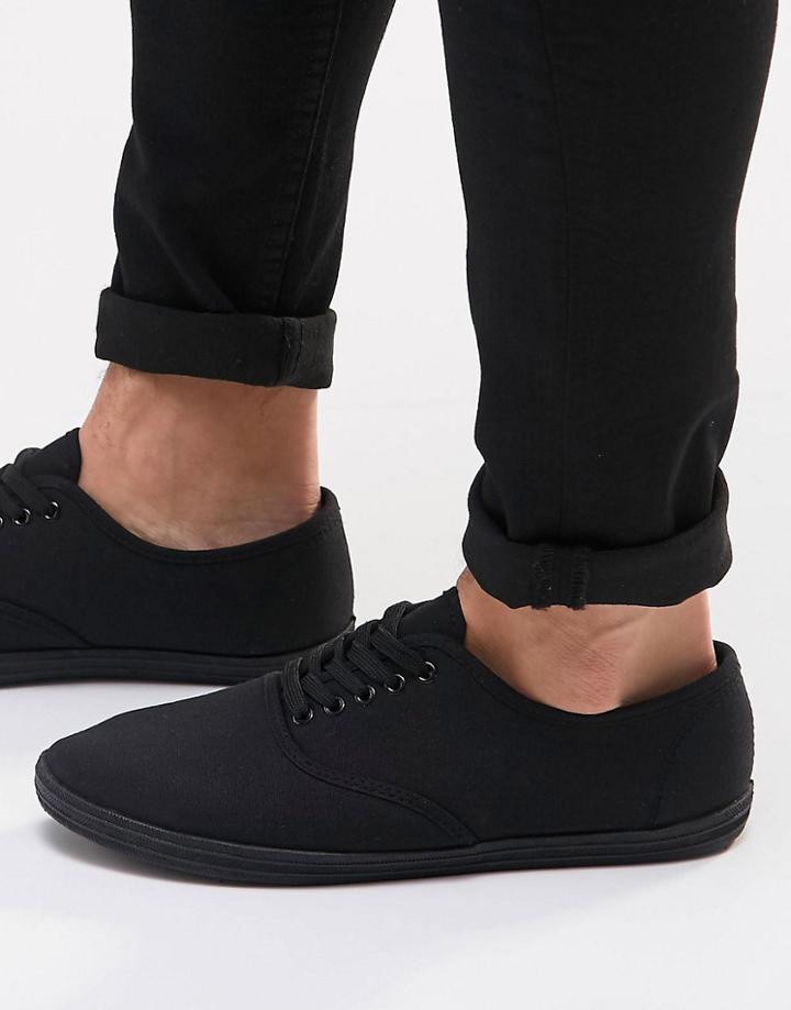 Asos Sneakers In Black Canvas - Black