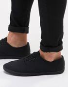 Asos Sneakers In Black Canvas - Black
