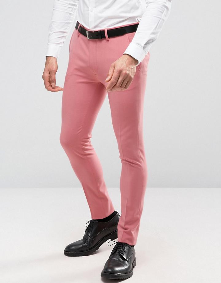 Asos Super Skinny Suit Pants In Mid Pink - Pink