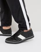 Asos Retro Sneakers In Black With White Stripe - Black