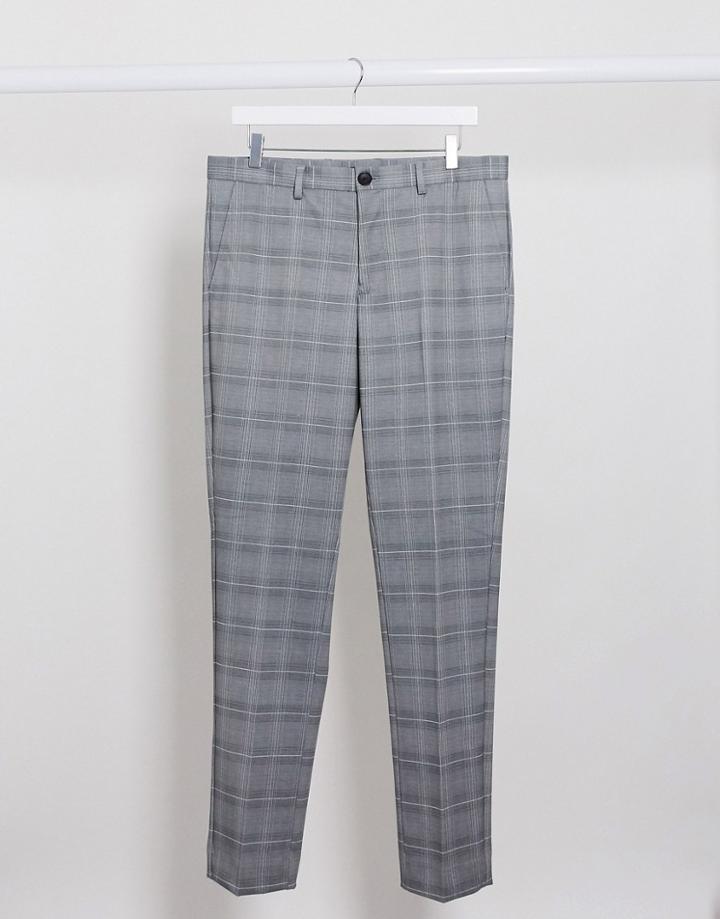 Selected Homme Check Pants In Slim Fit Gray-grey