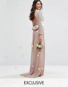 Tfnc Wedding Lace Maxi Dress With Bow Back - Pink