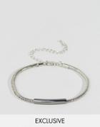 Designb London Chain Id Bracelet In Gunmetal Exclusive To Asos - Silver