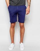 Asos Mid Length Jersey Shorts In Blue - Pitch Blue