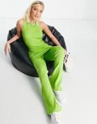 Stradivarius Knit Flared Pants In Green