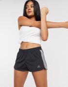 Adidas Training Three Stipe Shorts In Black