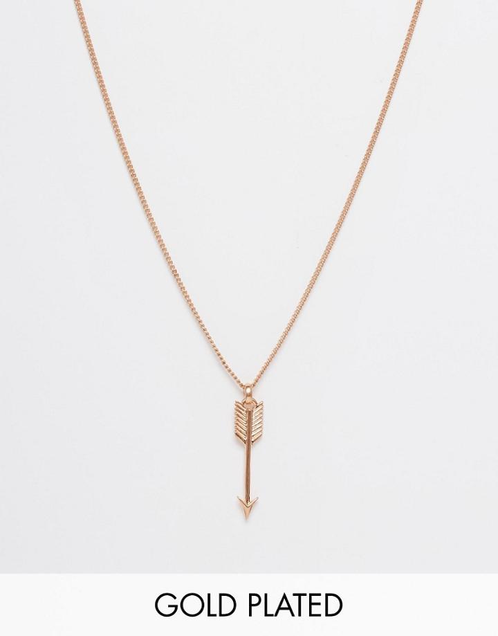 Simon Carter Arrow Necklace In Rose Gold - Gold
