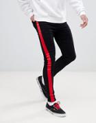 Sixth June Super Skinny Jeans In Black With Red Side Stripe - Black