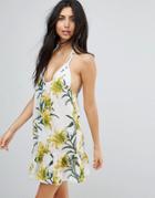 Asos Lily Print Simple T Back Beach Dress - Multi