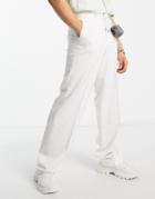 Asos Design Wide Leg Smart Pants With Drawstring In White