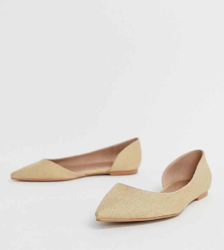 Asos Design Wide Fit Virtue D'orsay Pointed Ballet Flats-beige