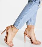 Asos Design Wide Fit Neva Barely There Heeled Sandals In Beige-neutral