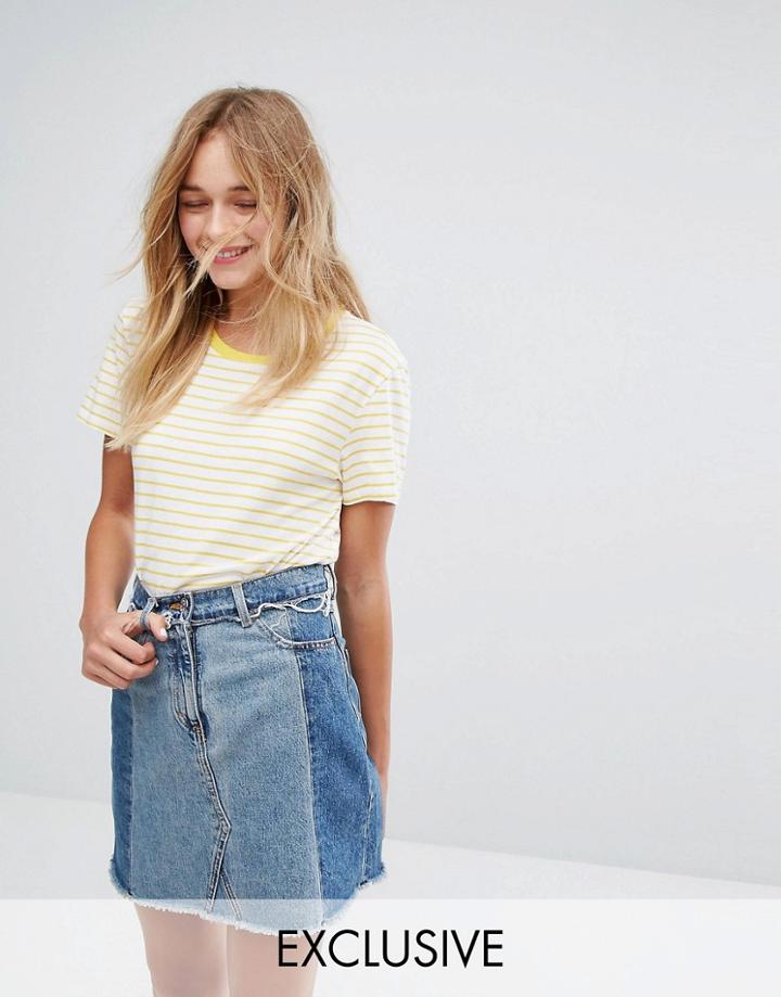 Monki Exclusive Stripe Oversized T-shirt - Yellow