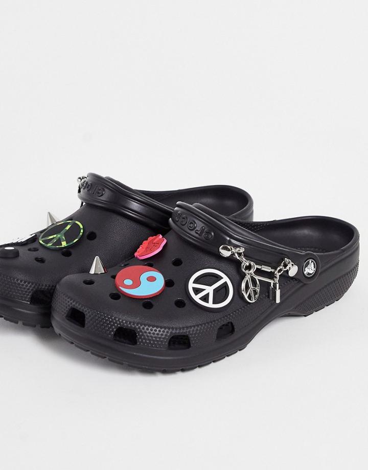 Crocs Classic Clogs In Black With Jibbitz