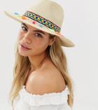 Aldo Funtua Panama Hat With Neon Embroidered Trim - Multi
