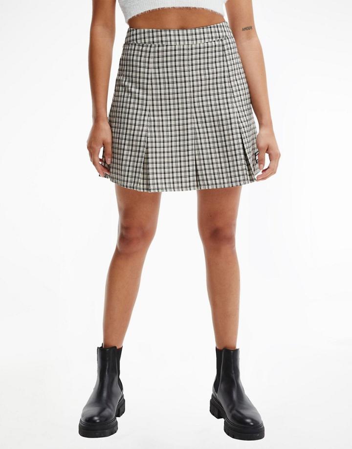 Tommy Jeans Varsity Mini Skirt In Plaid-neutral