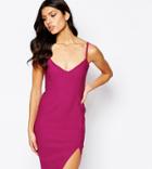 Vesper Cami Strap Midi Dress With Side Split - Pink