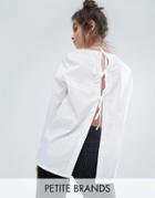 Noisy May Petite Shirt With Open Bow Back Detail - White