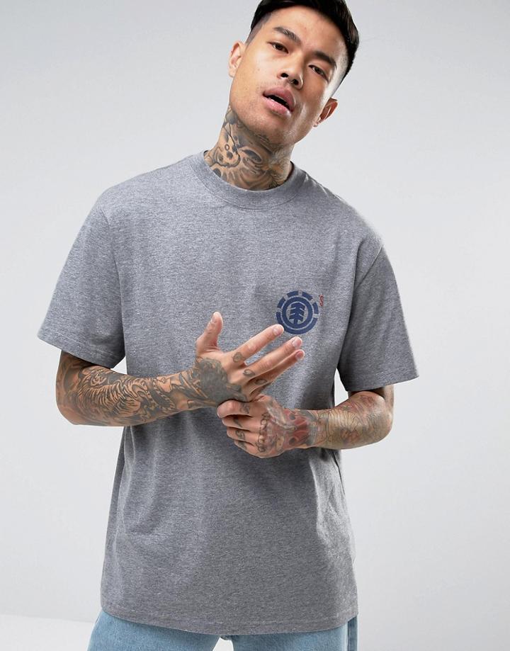 Element T-shirt With Small Logo In Gray - Gray