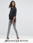 Bandia Maternity Over The Bump Skinny Jean With Removable Bump Band - Gray