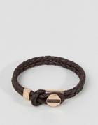 Emporio Armani Plaited Bracelet In Brown & Bronze - Brown