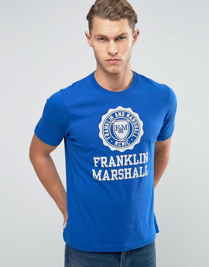 Franklin And Marshall Large Logo T-shirt - Blue