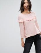 Jdy Woven Blouse With Frill Detail - Pink
