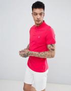 Original Penguin Raised Rib Pique Polo Slim Fit Embroidered Logo In Pink - Pink