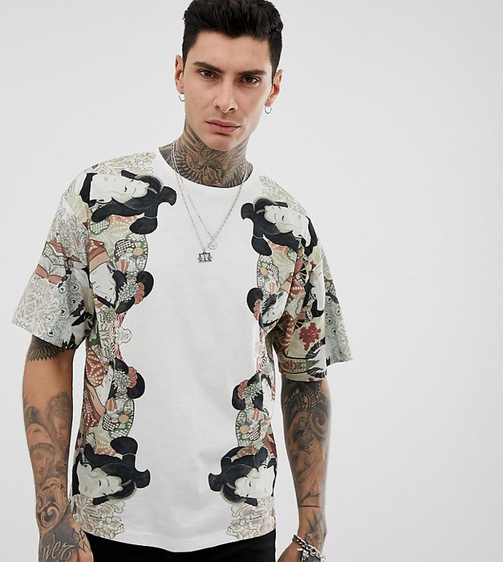 Heart & Dagger T-shirt With Placement Print In White