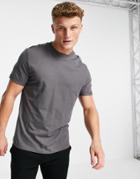 Asos Design Organic T-shirt With Roll Sleeve In Washed Black