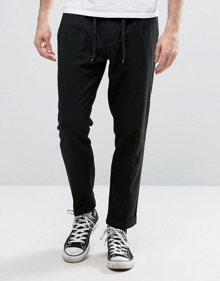 Sisley Cropped Pant In Tapered Fit With Pleats - Black