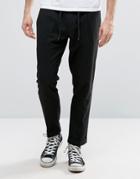Sisley Cropped Pant In Tapered Fit With Pleats - Black