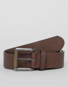 Asos Design Faux Leather Wide Belt In Matte Brown With Roller Buckle - Brown