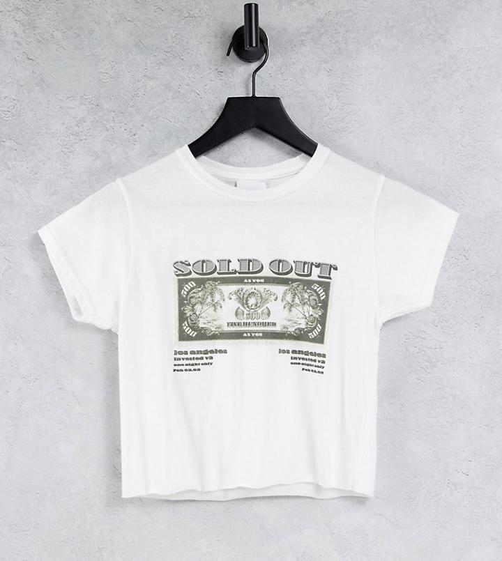 Asyou 90's Cropped T-shirt With Money Graphic In White