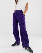 Weekday Pocket Detail Utility Pants In Purple